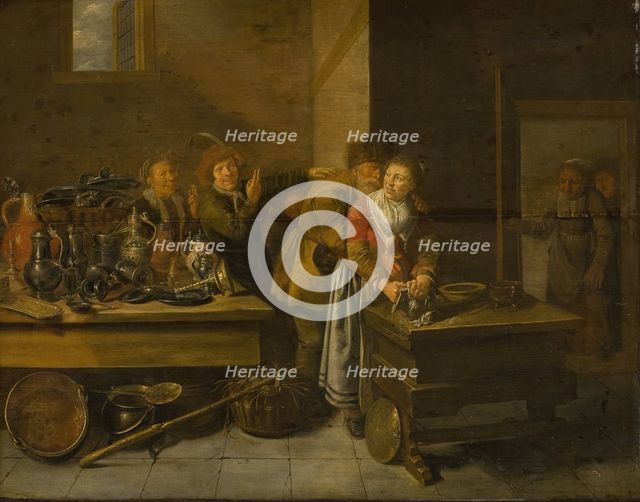 An uneasy couple; The old farmer caresses the cook's maid, 1625-1688. Creator: Jan Miense Molenaer.
