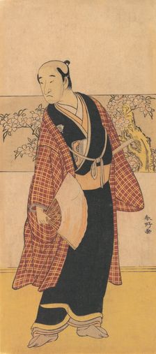 An Unidentified Actor Stands with an Open Fan in His Hand, 1743-1812. Creator: Katsukawa Shunko