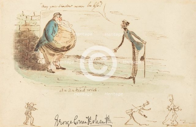 An Unkind Wish, c. 1833. Creator: George Cruikshank.