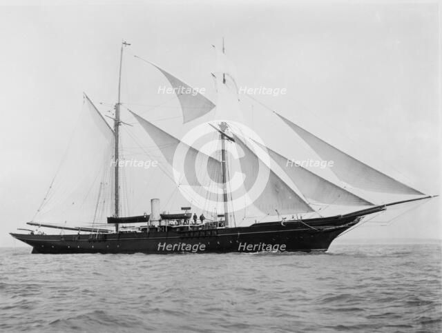 An unknown topsail schooner under way. Creator: Kirk & Sons of Cowes.