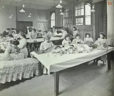 An Upholstery class for female students at Borough Polytechnic, Southwark, London, 1911