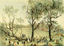An XI of England v. XXII of Victoria at Melbourne, 1864 (1947). Creator: Unknown