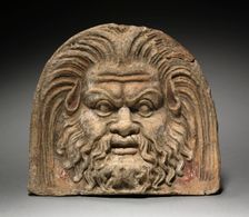 Antefix with Satyr Face, 370-330 BC. Creator: Unknown