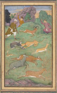 Antelope and deer hunt, c. 1602-1604. Creator: Govardhan (Indian, active c.1596-1645)