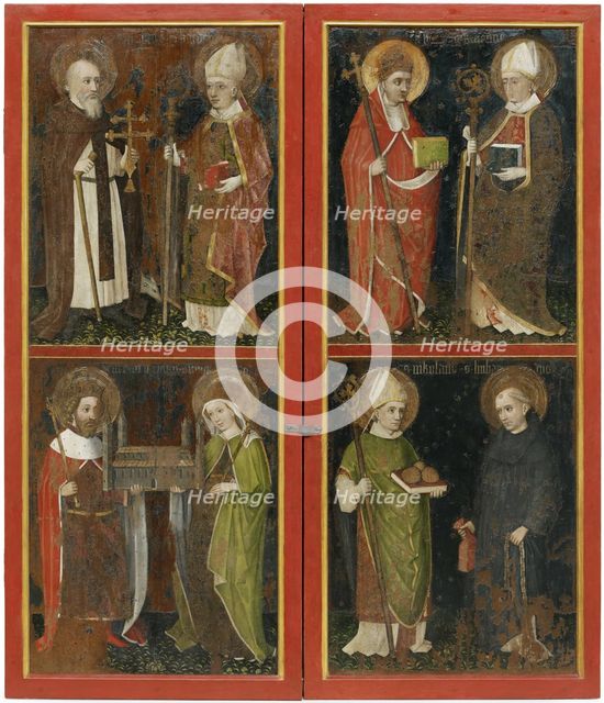 Anthony the Abbot and Erhard of Regensburg Sixtus II and Servatius Henry II and Cunigunde Saint Nicholas and Leonard, c. 1448. Artist: Workshop of the Wolfgang Retable (ca 1448-1449)