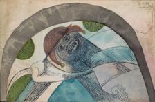 Anthropomorphic figure with a harlequin hat under an arc, 1944. Creator: Samuel Jessurun de Mesquita