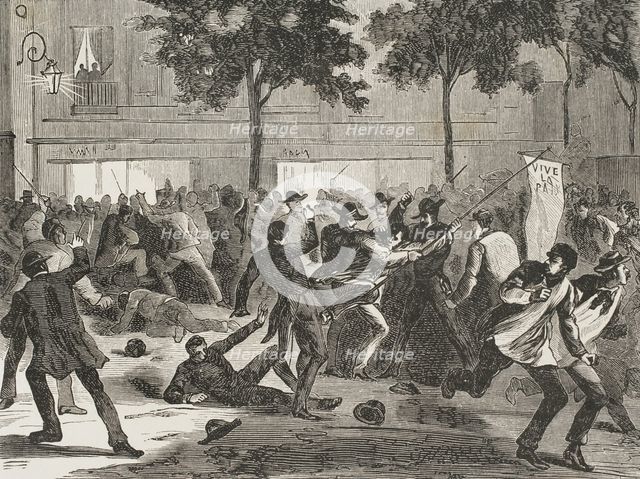 Anti-war demonstration in Paris, 16 July 1870. Creator: Unknown.