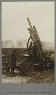 Anti-aircraft gun captured by our victorious troops from the defeated Germans. 1915. (1921). Creator: HD Girdwood