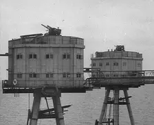 Anti-Aircraft Guns on a British Maunsell Army Fort Off the British Coast, 1940. Creator: British Pathe Ltd