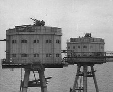 Anti-Aircraft Guns on a British Maunsell Army Fort Off the British Coast, 1940. Creator: British Pathe Ltd