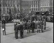 Anti-Aircraft Guns in Horseguard's Parade With Army Officers Attending and Bystanders Look..., 1937. Creator: British Pathe Ltd