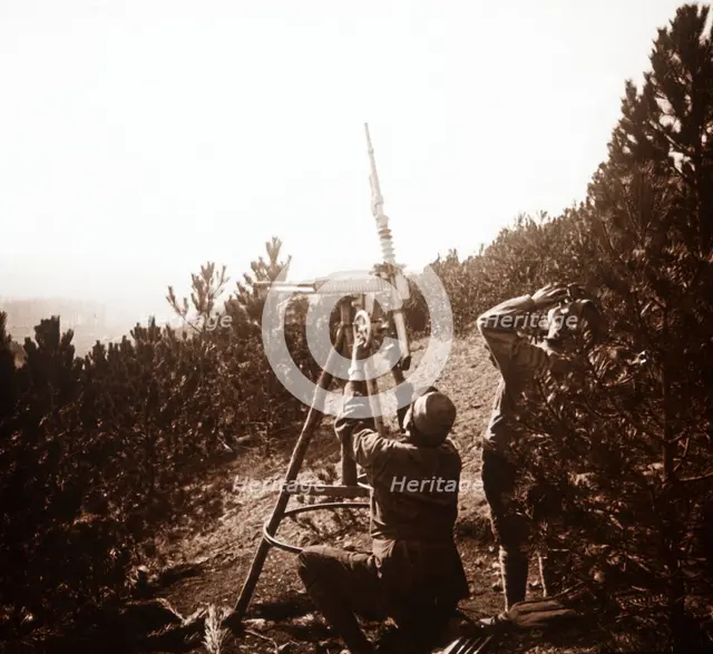 Anti-aircraft machine gun, Alace, France, c1914-c1918. Artist: Unknown.