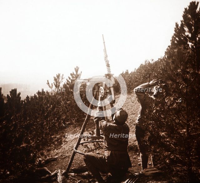 Anti-aircraft machine gun, Alace, France, c1914-c1918. Artist: Unknown.