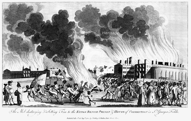 Anti-Catholic Gordon Riots, London, 7 June 1780. Artist: Unknown