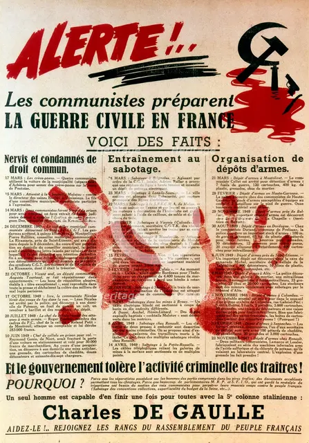 Anti-Communist pro-Gaullist poster, 1949. Artist: Unknown