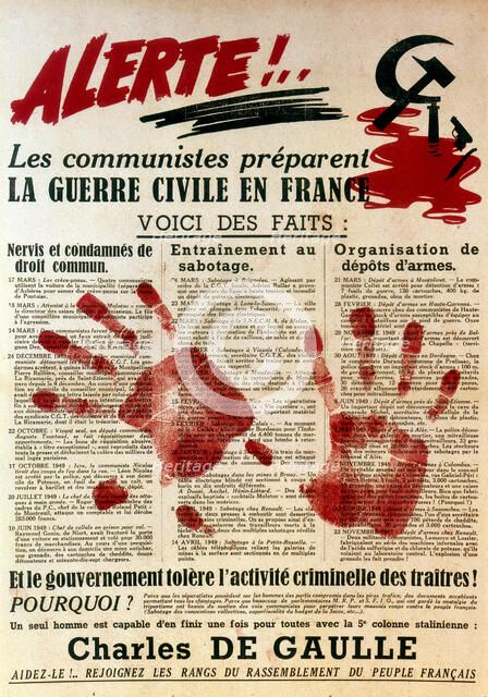 Anti-Communist pro-Gaullist poster, 1949. Artist: Unknown