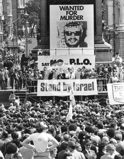 Anti-PLO rally, Trafalgar Square, London, July 1981. Creator: Sidney Harris.