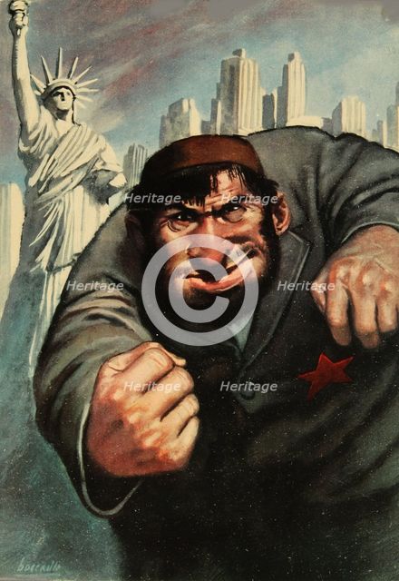 Anti-Semitic and anti-American Propaganda Poster, 1943. Creator: Boccasile, Gino (1901-1952).