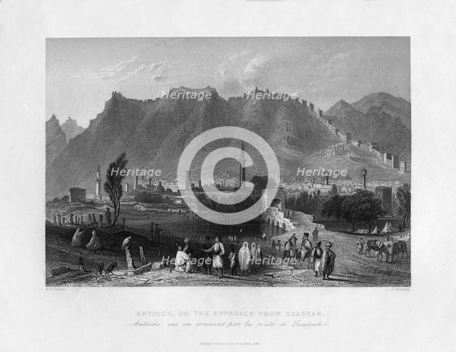 Antioch, on the approach from Suadeah, Turkey, 1841.Artist: J Redaway