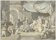 Antiochus tries to hide the love for his mother Stratonice, 1775. Creator: Jean Grandjean
