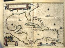Antilles - Mexico, colored engraving from the book Le Theatre du monde or Nouvel Atlas 1645,…