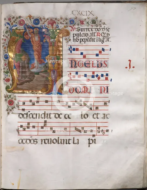 Antiphonary: Initial A, Resurrection, c. 1470-1480. Creator: Girolamo da Cremona (Italian), follower of.
