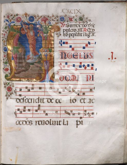 Antiphonary: Initial A, Resurrection, c. 1470-1480. Creator: Girolamo da Cremona (Italian), follower of.