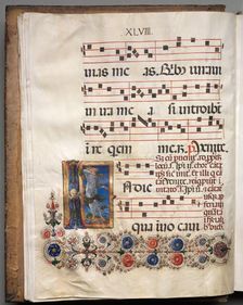 Antiphonary: Initial, angel, c. 1470-1480. Creator: Girolamo da Cremona (Italian), follower of