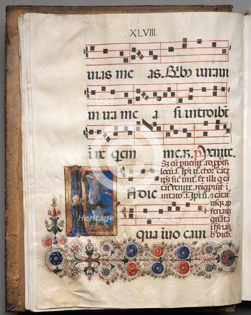 Antiphonary: Initial, angel, c. 1470-1480. Creator: Girolamo da Cremona (Italian), follower of.
