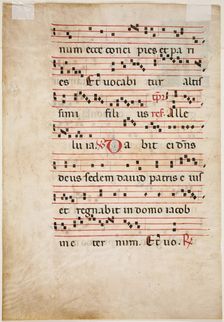 Antiphonary Leaf: Text with Musical Notation with Ornamental Letter, about 1270-1280. Creator: Master of Imola
