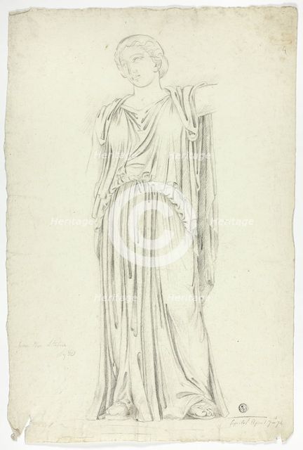 Antique Statue of Draped Standing Woman, 1774. Creator: John Downman.