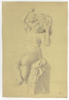Antique Statue of Seated Putto Holding Mask of Silenus, 1775. Creator: John Downman