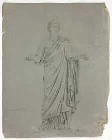 Antique Statue of Standing Goddess with Outstretched Arms, 1774. Creator: John Downman