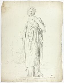 Antique Statue of Standing Draped Woman, 1774. Creator: John Downman