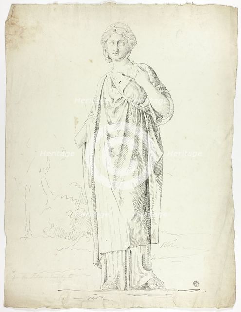 Antique Statue of Standing Draped Woman, 1774. Creator: John Downman.