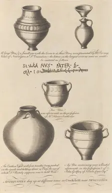 Antiquities dug up...in Crock-field near Newington, from Edward Hasted's, The History..., 1777-90. Creator: Richard Bernard Godfrey