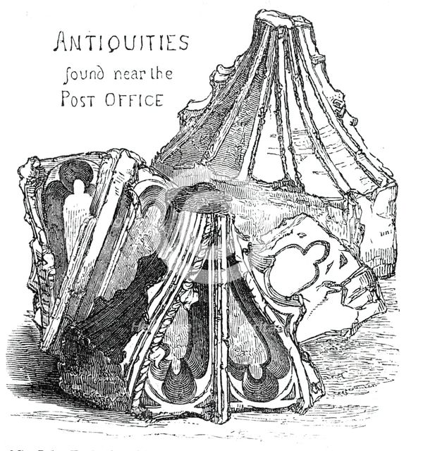 Antiquities found near the Post Office, 1844. Creator: Unknown.