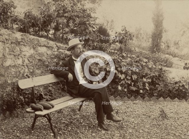 Anton Chekhov (1860-1904) in his garden in Yalta, 1902. Creator: Anonymous.