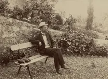Anton Chekhov (1860-1904) in his garden in Yalta, 1902. Creator: Anonymous