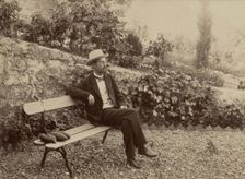 Anton Chekhov (1860-1904) in his garden in Yalta, 1902. Creator: Anonymous