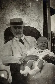 Anton Freiherr von Eiselsberg with a baby. Creator: Unknown