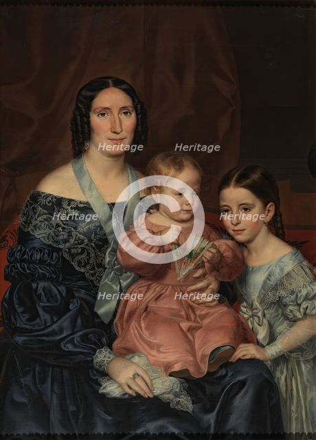 Antonia Cabo, with her sister and her son Mariano Barrio, c1839.  Creator: Rafael Tegeo Díaz.