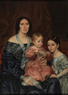 Antonia Cabo, with her sister and her son Mariano Barrio, c1839. Creator: Rafael Tegeo Díaz