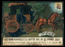 Antonino Caroselli run over by a coach, 1860. Creator: Unknown