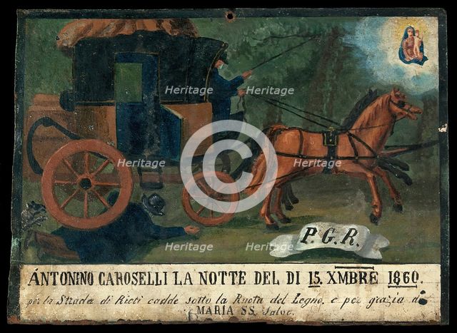Antonino Caroselli run over by a coach, 1860. Creator: Unknown.
