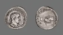 Antoninianus (Coin) Portraying Emperor Balbinus, 238 (April-June), issued by Balbinus and Pupienus. Creators: Unknown, Pupienus