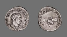 Antoninianus (Coin) Portraying Emperor Balbinus, 238 (April-June), issued by Balbinus and Pupienus. Creators: Unknown, Pupienus