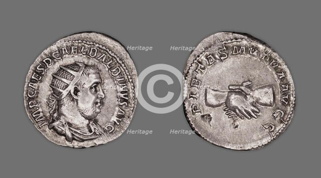 Antoninianus (Coin) Portraying Emperor Balbinus, 238 (April-June), issued by Balbinus and Pupienus. Creators: Unknown, Pupienus.