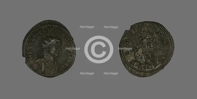 Antoninianus (Coin) Portraying Emperor Diocletian, about 285. Creator: Unknown.