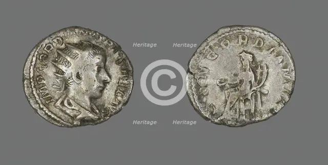 Antoninianus (Coin) Portraying Emperor Gordian III, 240-241. Creator: Unknown.